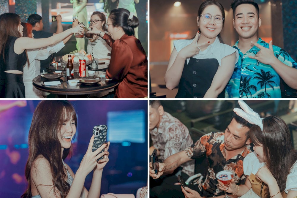 Ocean Bar and Lounge is spacious with an open design, glowing lights and lively music at night